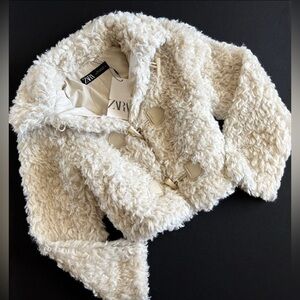 Zara Off-White Fuzzy Jacket